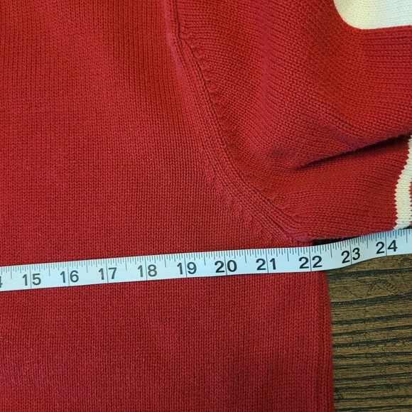 American EAGLE Cotton sweater quarter Zip Men's Red Large - Picture 6 of 8